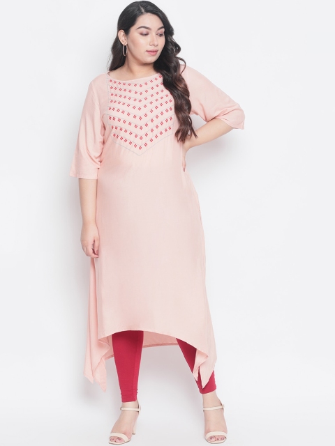 

Amydus Women Pink Yoke Design Straight Kurta