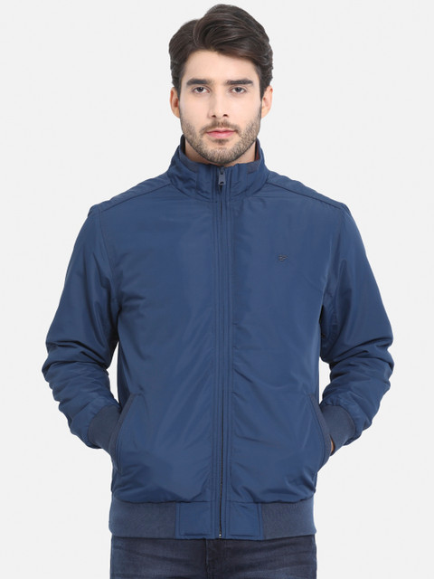 

t-base Men Navy Blue Solid Lightweight Bomber