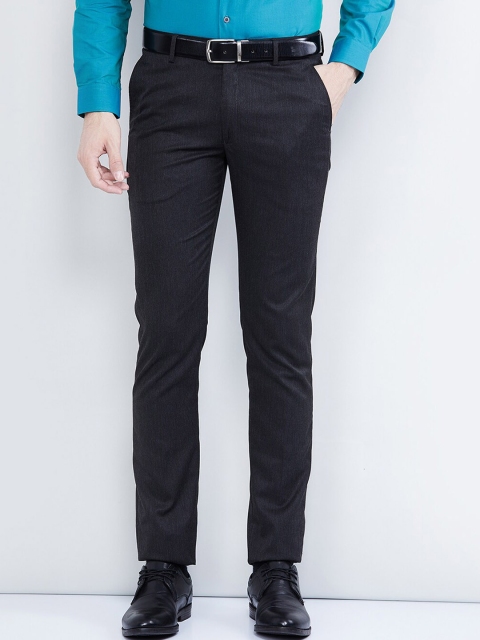 

max Men Charcoal Grey Regular Fit Solid Formal Trousers