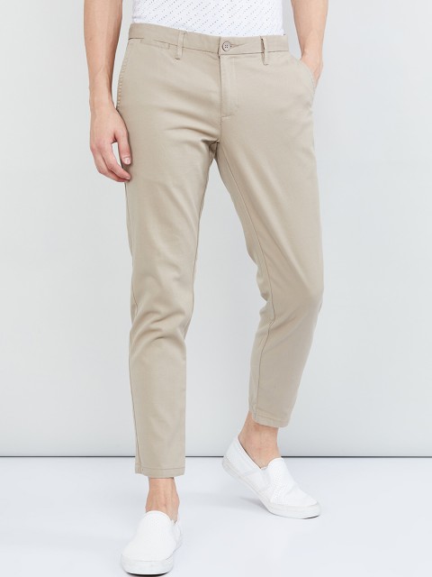 

max Men Beige Regular Fit Self Design Trousers