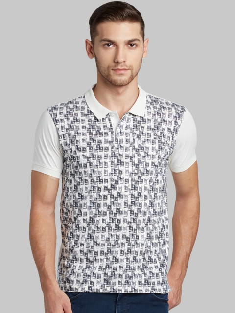 

Parx Men White Printed V-Neck T-shirt