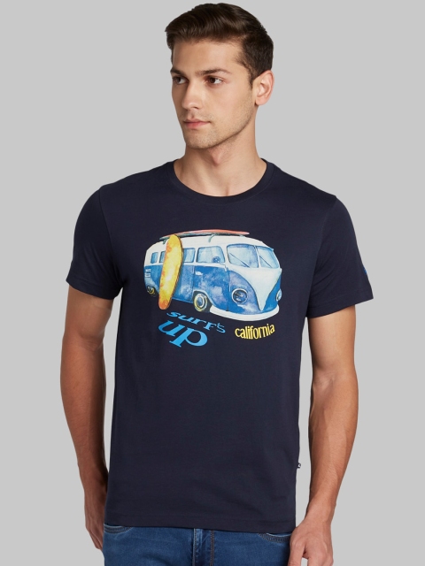 

Parx Men Navy Blue Printed Round Neck T-shirt