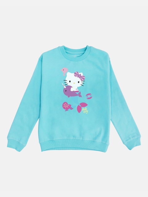 

Kids Ville Girls Blue & Off-White Hello Kitty Printed Sweatshirt