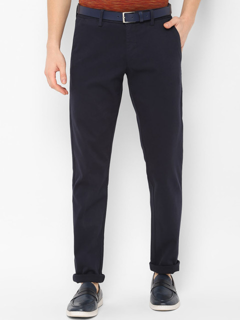 

Allen Solly Men Navy Blue Slim Fit Self Design Regular Trousers