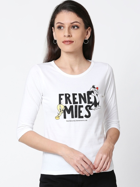 

Bewakoof Women White Tweety Printed Round Neck T-shirt