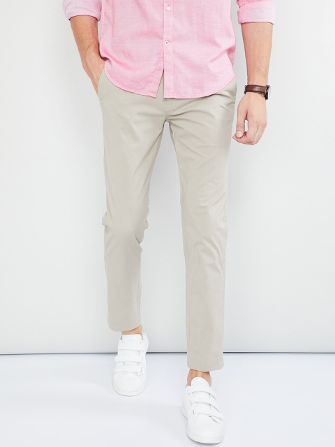 

max Men Beige Regular Fit Solid Regular Trousers