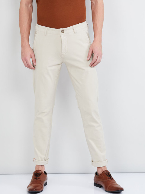 

max Men Beige Regular Fit Solid Regular Trousers