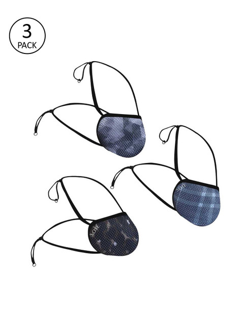 

Soie Unisex Pack Of 3 Printed 8-Ply Reusable SN 99.9 Protection Masks, Multi