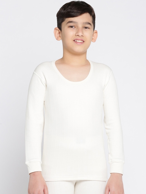 DIXCY SCOTT Boys Off-White Striped Round-Neck Long-Sleeves Thermal Top