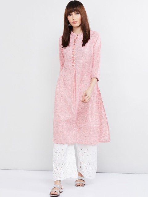 

max Women Pink Printed A-Line Kurta
