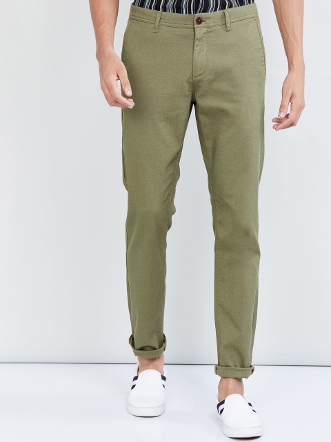 

max Men Olive Green Regular Fit Solid Chinos