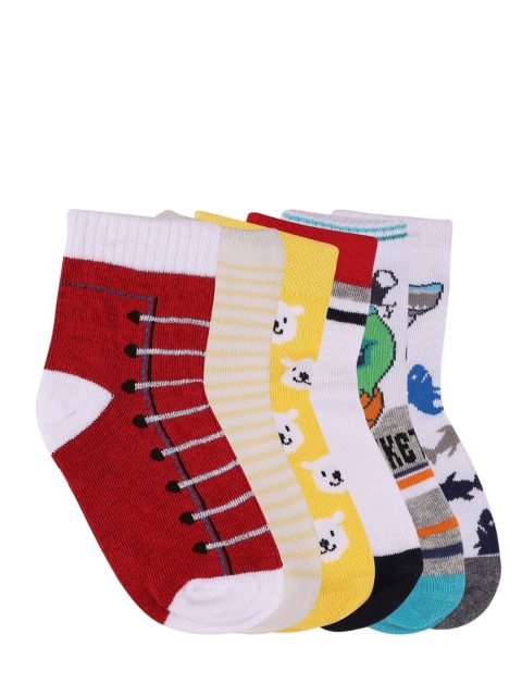 

SUPERMODA Unisex Kids Pack of 6 Patterned Ankle-Length Socks, Multi