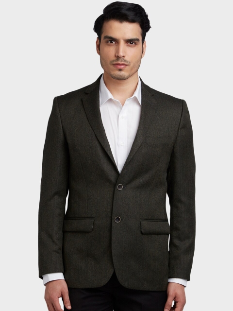 

ColorPlus Men Olive Green Solid Single-Breasted Formal Blazer