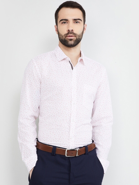 max Men White & Pink Regular Fit Micro Floral Print Formal Shirt