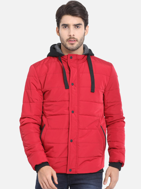 

t-base Men Red Solid Lightweight Puffer Jacket