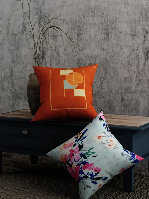

EverHOME Multicoloured Set of 2 Floral Square Cushion Covers, Multi