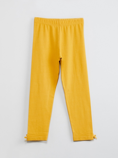 

max Girls Yellow Solid Ankle-Length Leggings