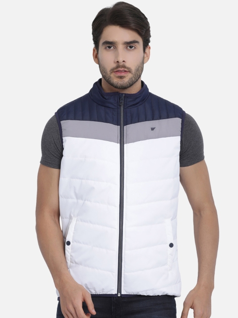 

t-base Men White & Blue Colourblocked Lightweight Sporty Jacket