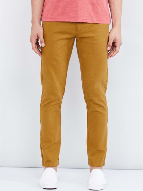 

max Men Khaki Regular Fit Solid Regular Trousers