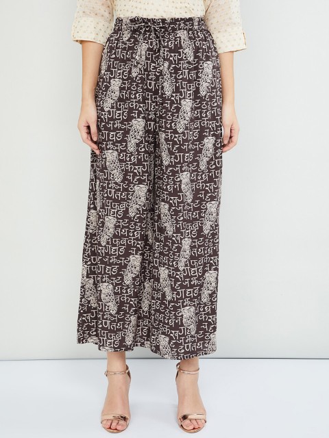 

max Women Brown Printed Wide Leg Palazzos