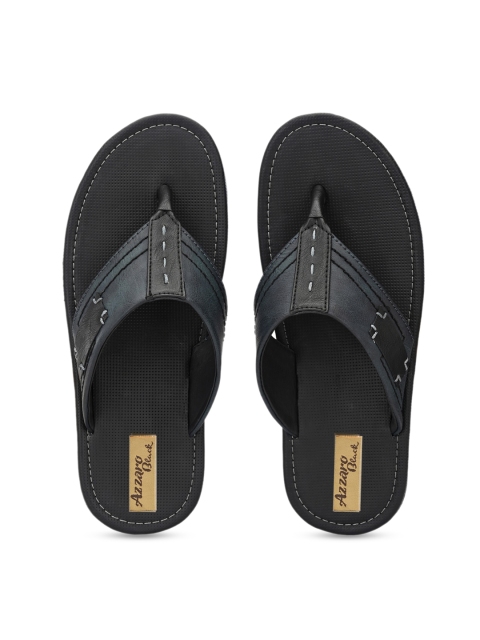 

Azzaro Black Men Navy Blue Solid Comfort Sandals