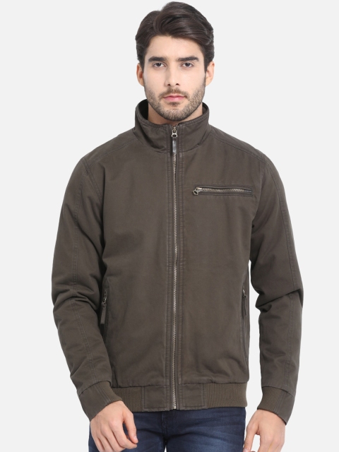 

t-base Men Olive Green Solid Lightweight Bomber Jacket