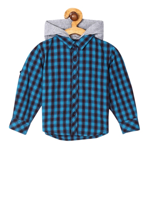 

Donuts Boys Blue Regular Fit Checked Casual Shirt