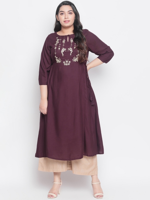 

Amydus Women Purple Embroidered Anarkali Kurta