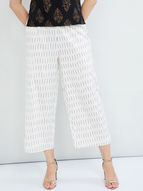 

max Women Off-White Striped Wide Leg Palazzos