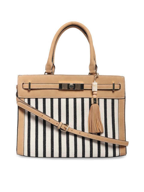 

ALDO Beige & White Striped Handheld Bag