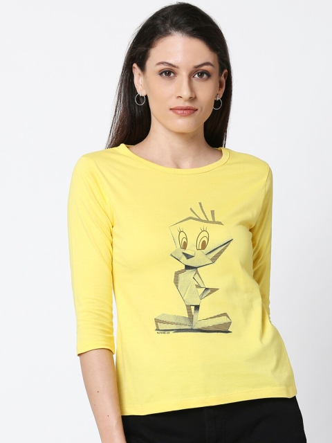

Bewakoof Women Yellow Tweety Printed Round Neck T-shirt