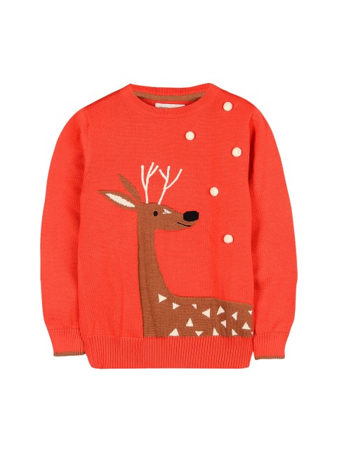 

Cherry Crumble Kids Red Self Design Pullover Sweater