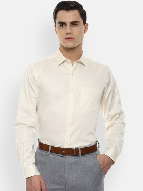 

Van Heusen Men Cream-Coloured Regular Fit Solid Formal Shirt