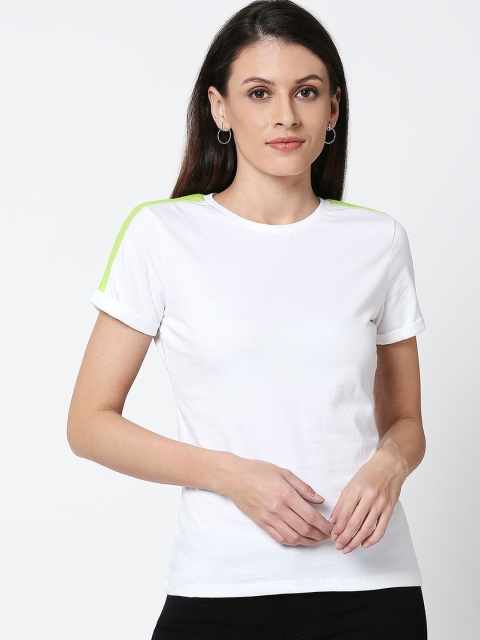 

Bewakoof Women White Solid Round Neck T-shirt