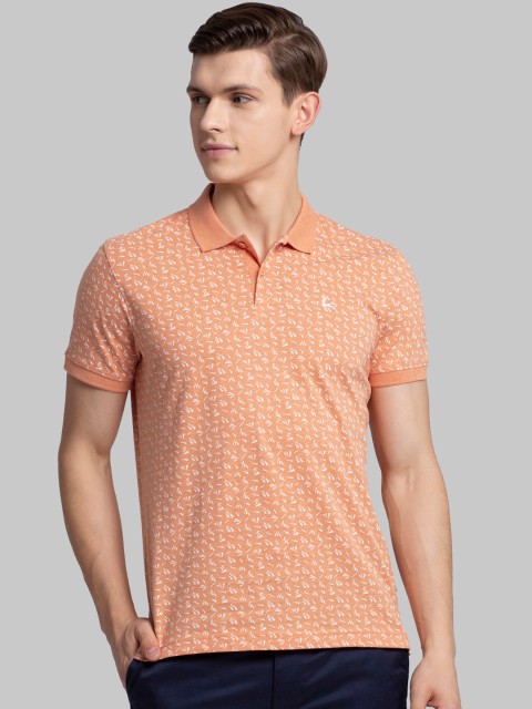 

Parx Men Orange Printed Polo Collar T-shirt