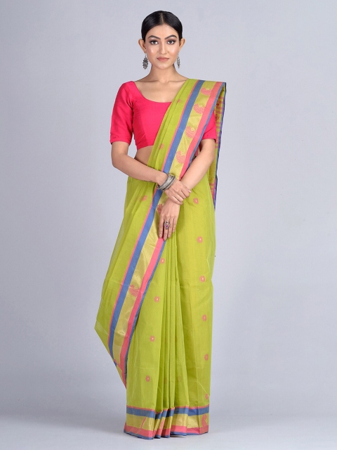 

Mitera Green Pure Cotton Woven Design Taant Saree