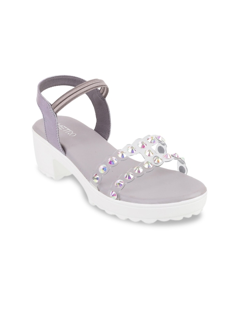 

Metro Girls Grey Embellished Platform Heels