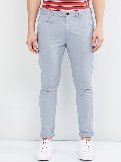 

max Men Blue Regular Fit Solid Chinos