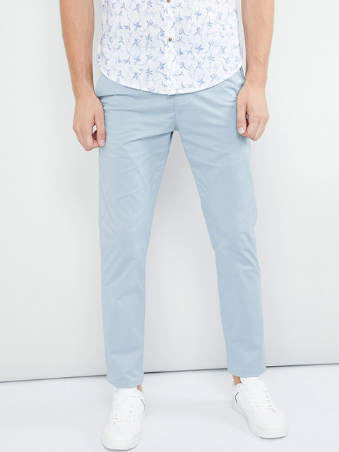 

max Men Blue Regular Fit Solid Chinos
