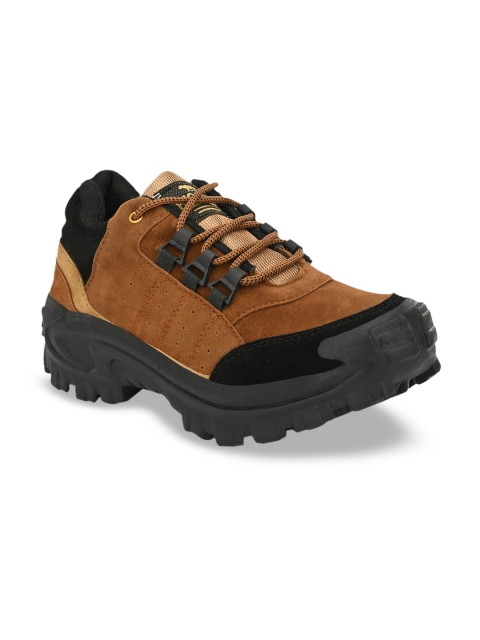 

Big Fox Men Brown Colourblocked Suede Mid-Top Trekking Shoes