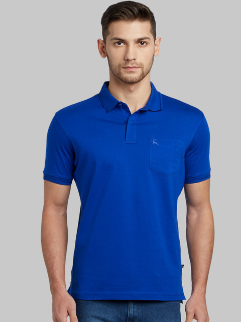 

Parx Men Blue Solid Polo Collar T-shirt