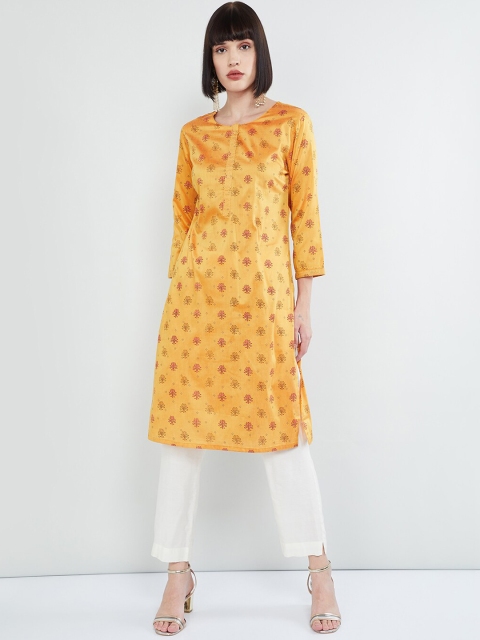 

max Women Yellow & Red Printed Straight Kurta