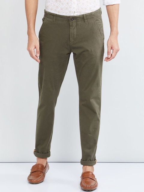 max Men Olive Green Regular Fit Solid Chinos