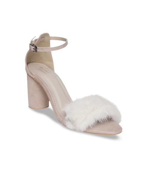 

Monrow Women White & Beige Fur Heels