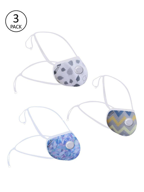 

Soie Unisex 3 Pcs 8 Ply Two Way Respirator Reusable Head Loops SN 99 Protection Masks, Multi