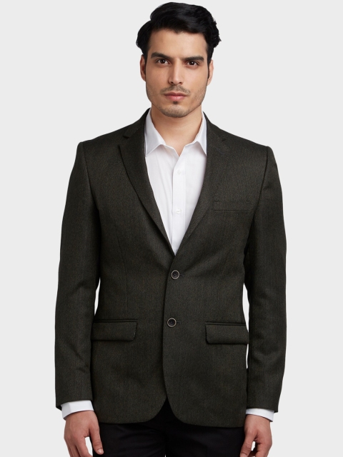 

ColorPlus Men Olive Green Solid Single-Breasted Formal Blazer