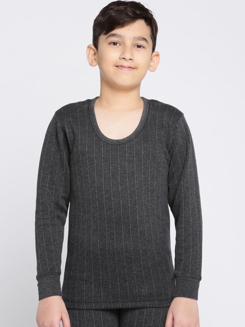 

DIXCY SCOTT Boys Grey Melange Striped Thermal Top