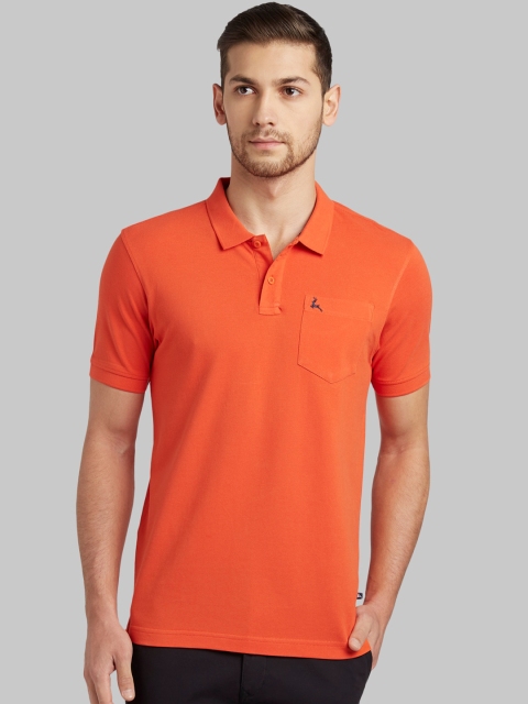 

Parx Men Orange Solid Polo Collar T-shirt