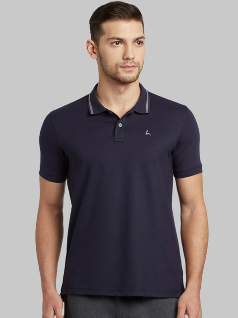 

Parx Men Navy Blue Solid Polo Collar T-shirt