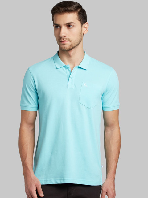 

Parx Men Sea Green Solid Polo Collar T-shirt